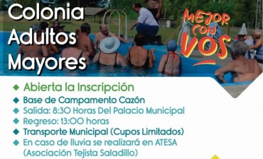 Se encuentra abierta la inscripción para la Colonia de Adultos Mayores