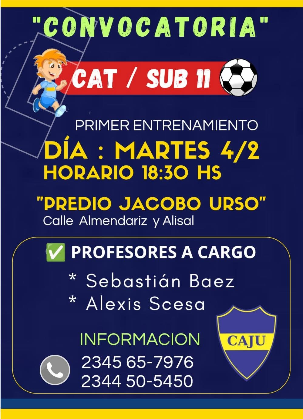 Fútbol: Jacobo Urso convoca a la categoría Sub 11