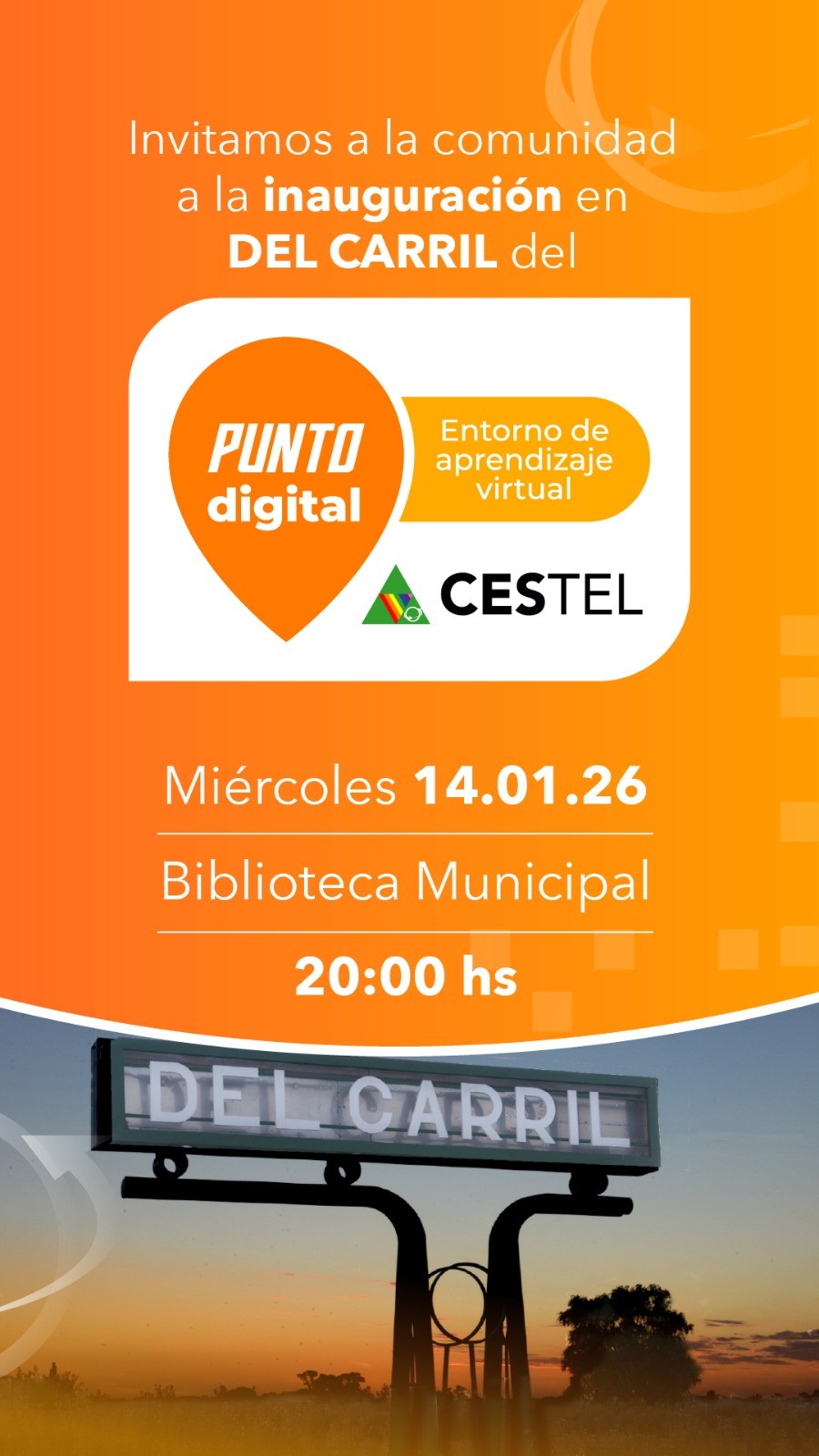 PUNTO CESTEL EN DEL CARRIL: Con un acto en la Biblioteca Víctor Freiberg será inaugurado un nuevo entorno de aprendizaje virtual