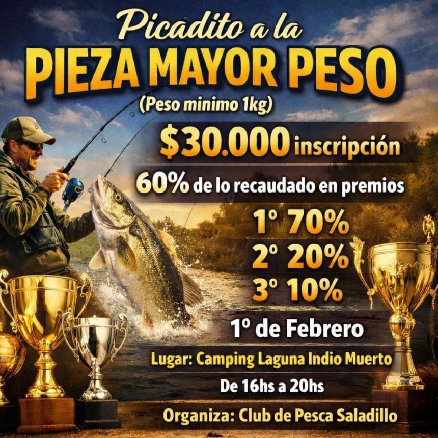 Pesca: Concurso en la Laguna Indio Muerto a la Pieza de Mayor Peso