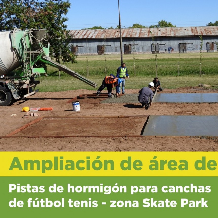 Municipalidad construye Pistas de hormigón para canchas de fútbol tenis 