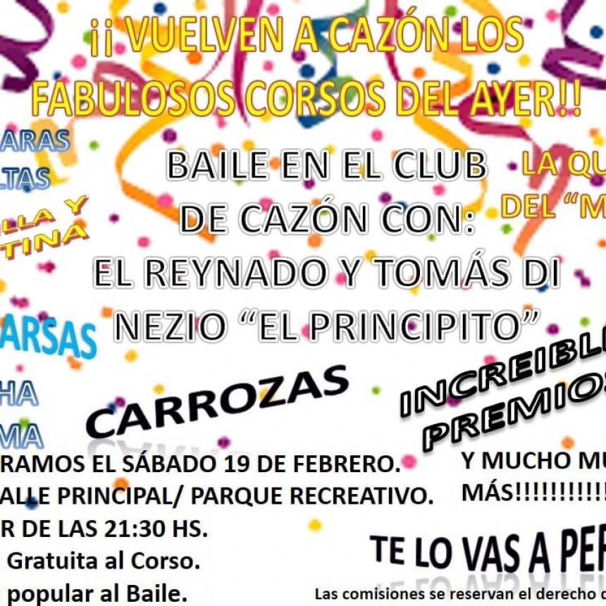 ¡Este sábado vuelven los Corsos a Cazón!