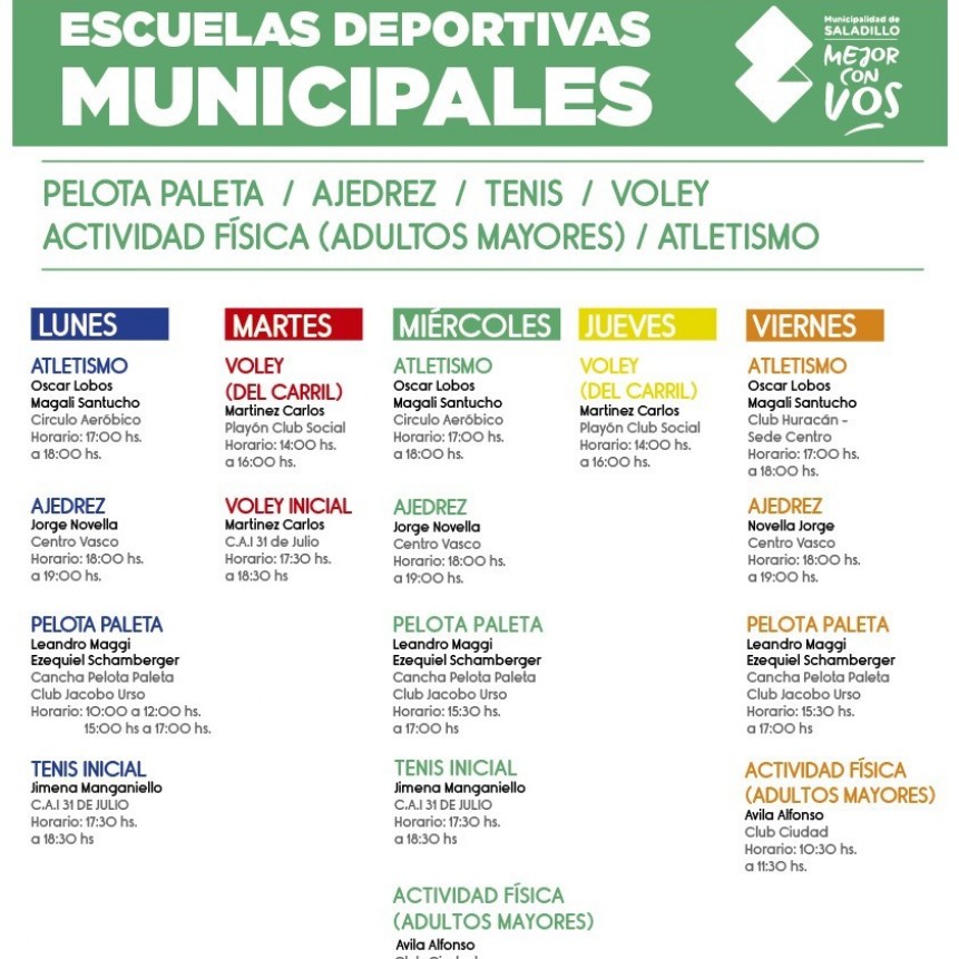 Escuelas deportivas municipales de Saladillo