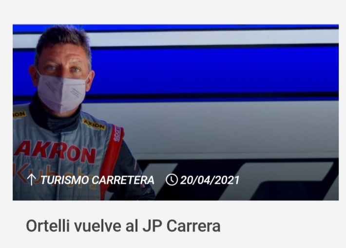 Ortelli vuelve al JP con motor de Giustozzi