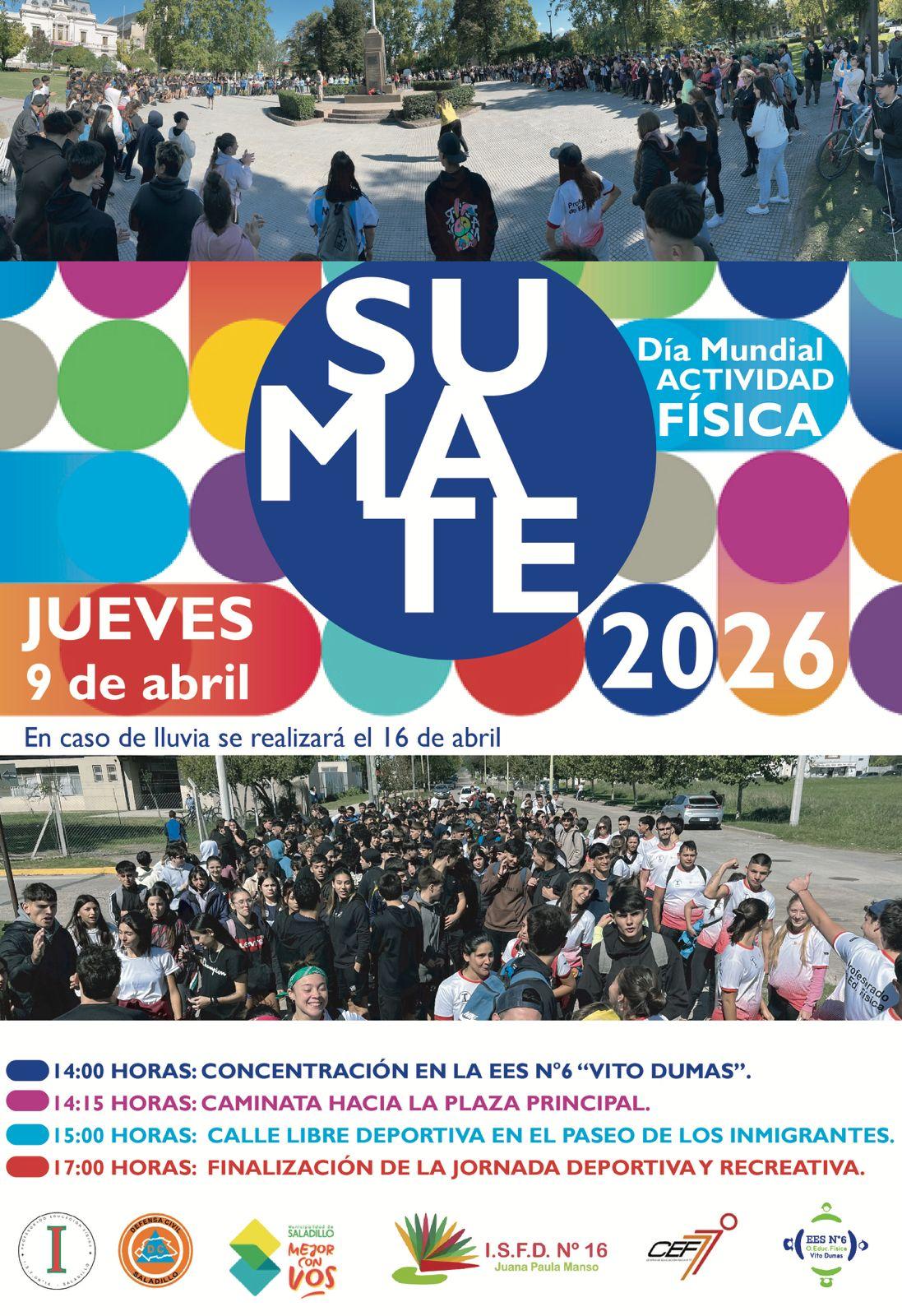 "SUMATE": Caminata saludable a las 14:00 desde la EES N&deg;6 VITO DUMAS