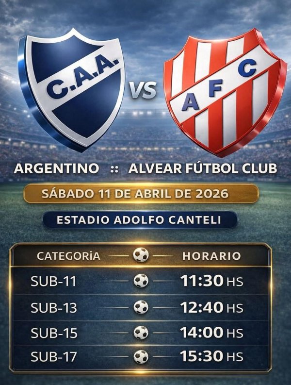 Este sabado: Argentino recibe a Alvear FC en Inferiores