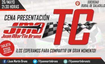 El 26 de mayo se presenta el TC de Juan M. Bruno en Saladillo