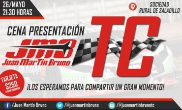 Este viernes se realizará la Cena de Juan Martín Bruno