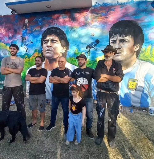 En Argentino: Presentaron el mural a Diego Maradona y Vasco Olarticoechea 
