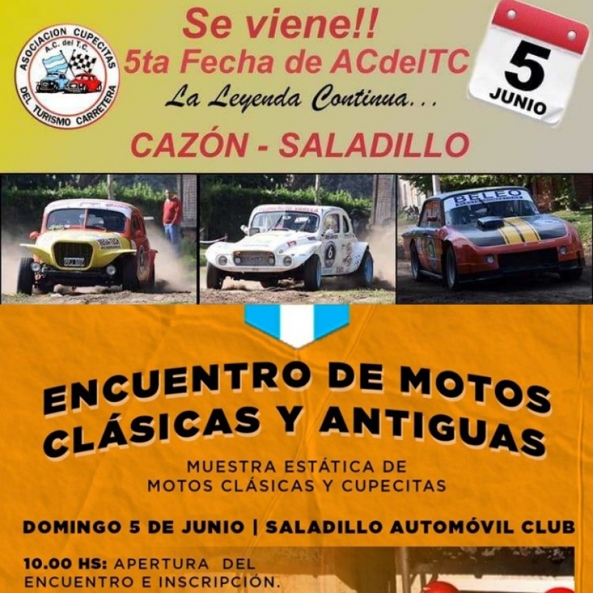 Saladillo: Cupecitas del TC y Motos Antiguas en el Automóvil club