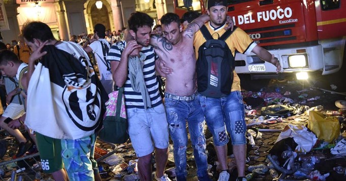Más de 600 heridos por estampida en plaza de Turín
