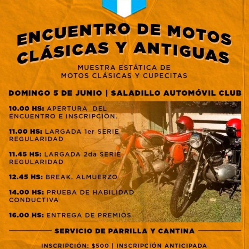 Motos Antiguas y Cupecitas: Este domingo en el Saladillo Automóvil Club 