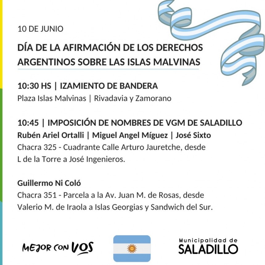 10 DE JUNIO: DÍA DE LA AFIRMACIÓN DE LOS DERECHOS ARGENTINOS SOBRE LAS ISLAS MALVINAS 