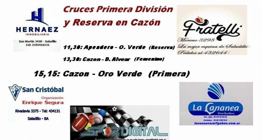 Fútbol: Cazón ante Oro Verde buscando el pase a cuartos de final en Primera División 