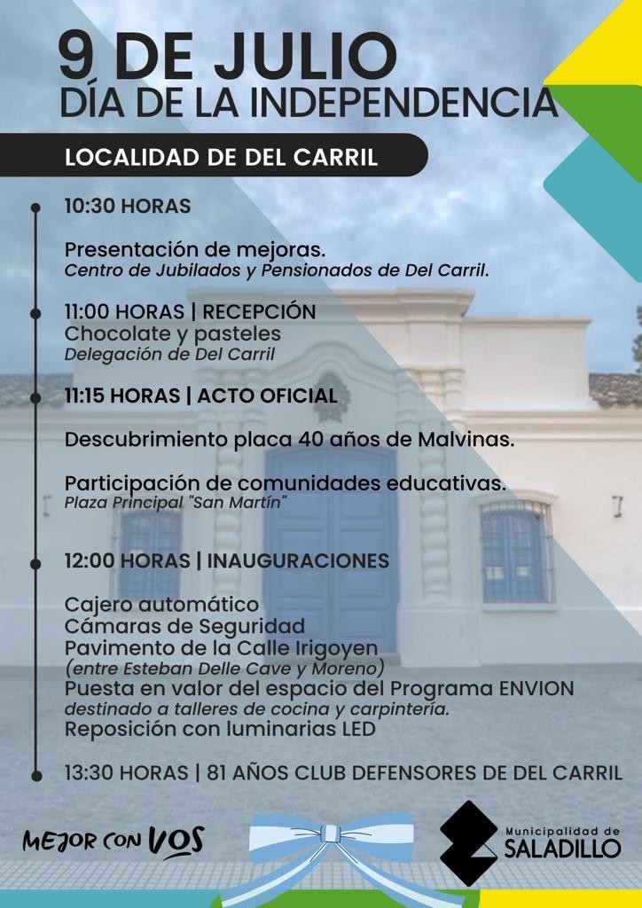 Programa 9 de Julio: Día de la Independencia en Del Carril 