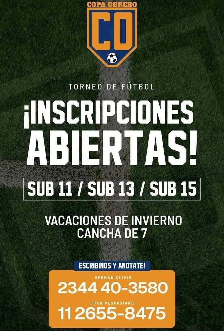Inferiores: Inscriben para el Torneo Comercial &ldquo;Copa Obrero&rdquo;
