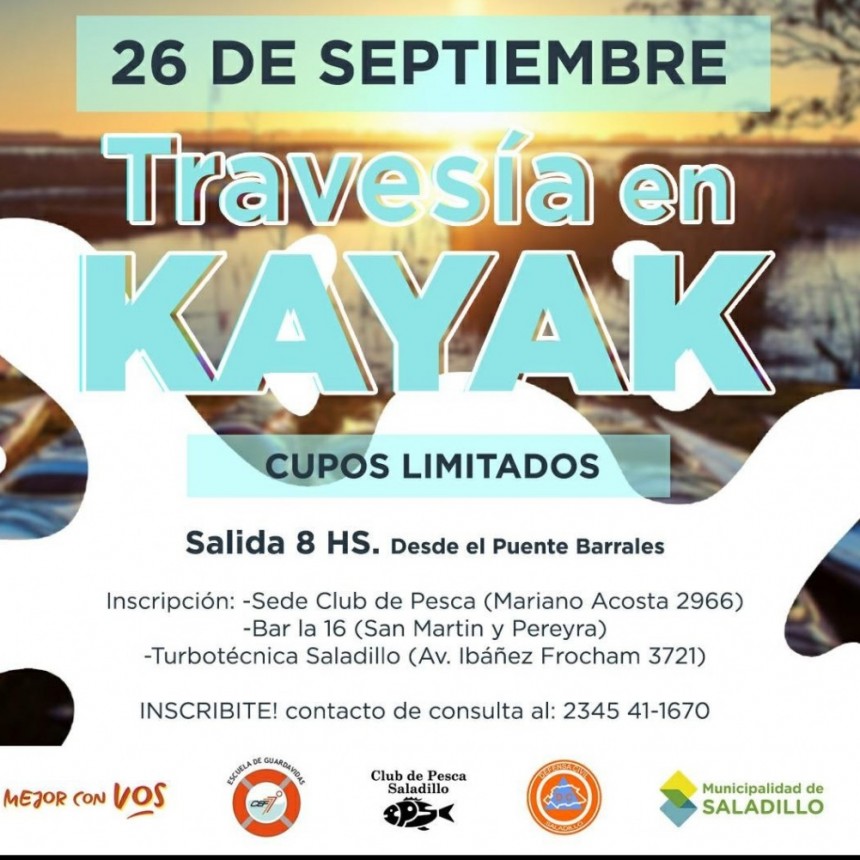 Travesía en Kayak: Para el 23 de septiembre en Saladillo