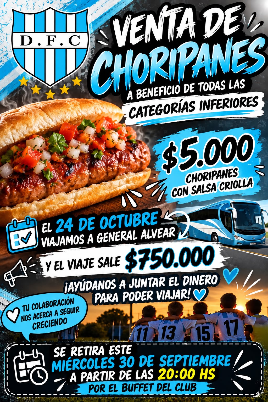 En Del Carril: Venta de Choripan para poder viajar a General Alvear