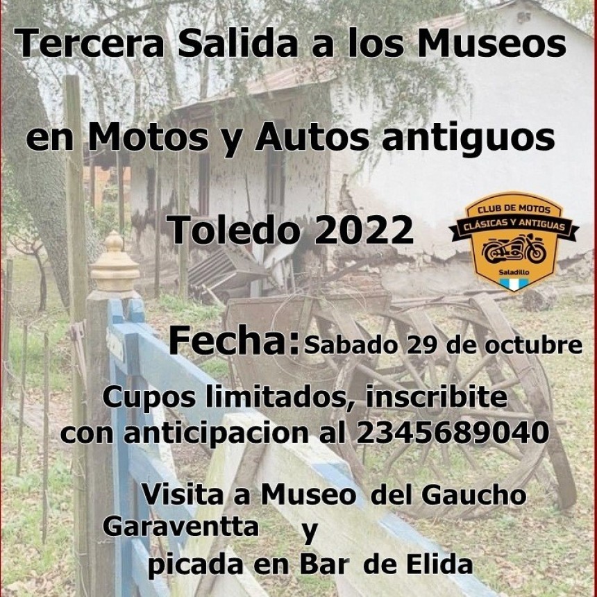 En Saladillo: Rodada cultural para Motos y Autos Antiguos