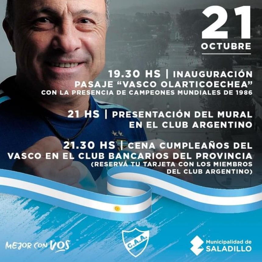 Se Festejará a lo grande el cumpleaños del Vasco Olarticoechea en Saladillo