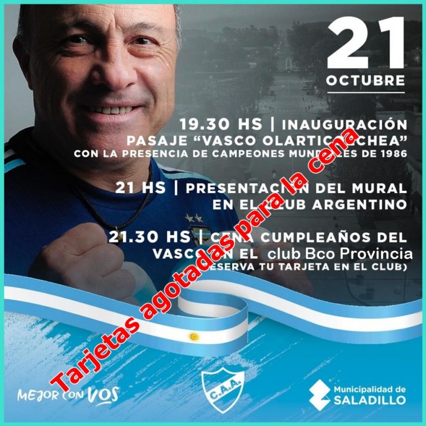 Tarjetas agotadas para la Cena Festejo del cumpleaños del Vasco Olarticoechea 