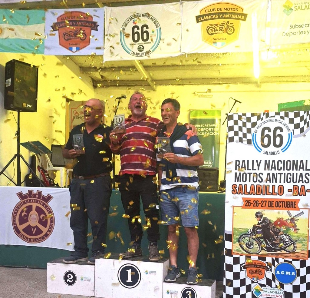 Saladillenses en los podios del 66° Rally Nacional de Motos Antiguas