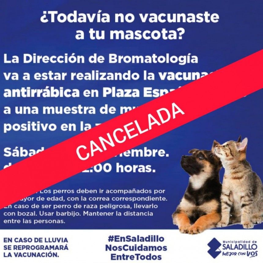 Saladillo: JORNADA DE VACUNACIÓN CANCELADA