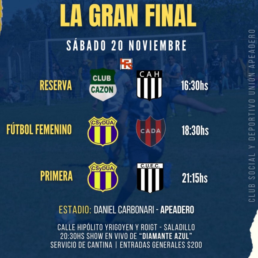 Fútbol: Fin de semana de Finales en el Daniel Carbonari