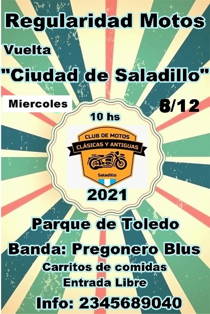 En Toledo: Se realiza la Vuelta “Ciudad de Saladillo” para Motos Antiguas